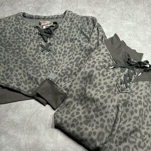 Victoria Secret black leopard print sweat suit